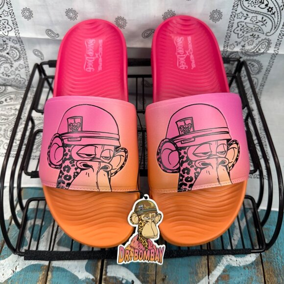 Skechers Snoop Dog Bombay Ape Bombay Pop Slides Sz. 9 Pink/Orange 251090 - Picture 1 of 8